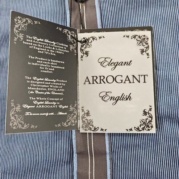 English Laundry Blaque Label Shirt Men's Large Black Blue Stripes NWT Arrogant - Picture 9 of 16